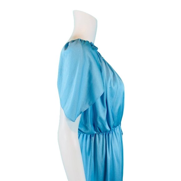 Vintage 1970s Blue Grecian Dress Cape Style Party Disco | W 23-30" - Picture 8 of 9
